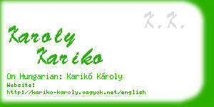 karoly kariko business card